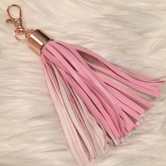 Windsor Accessories - Pink rose gold tassel keychain key chain charm